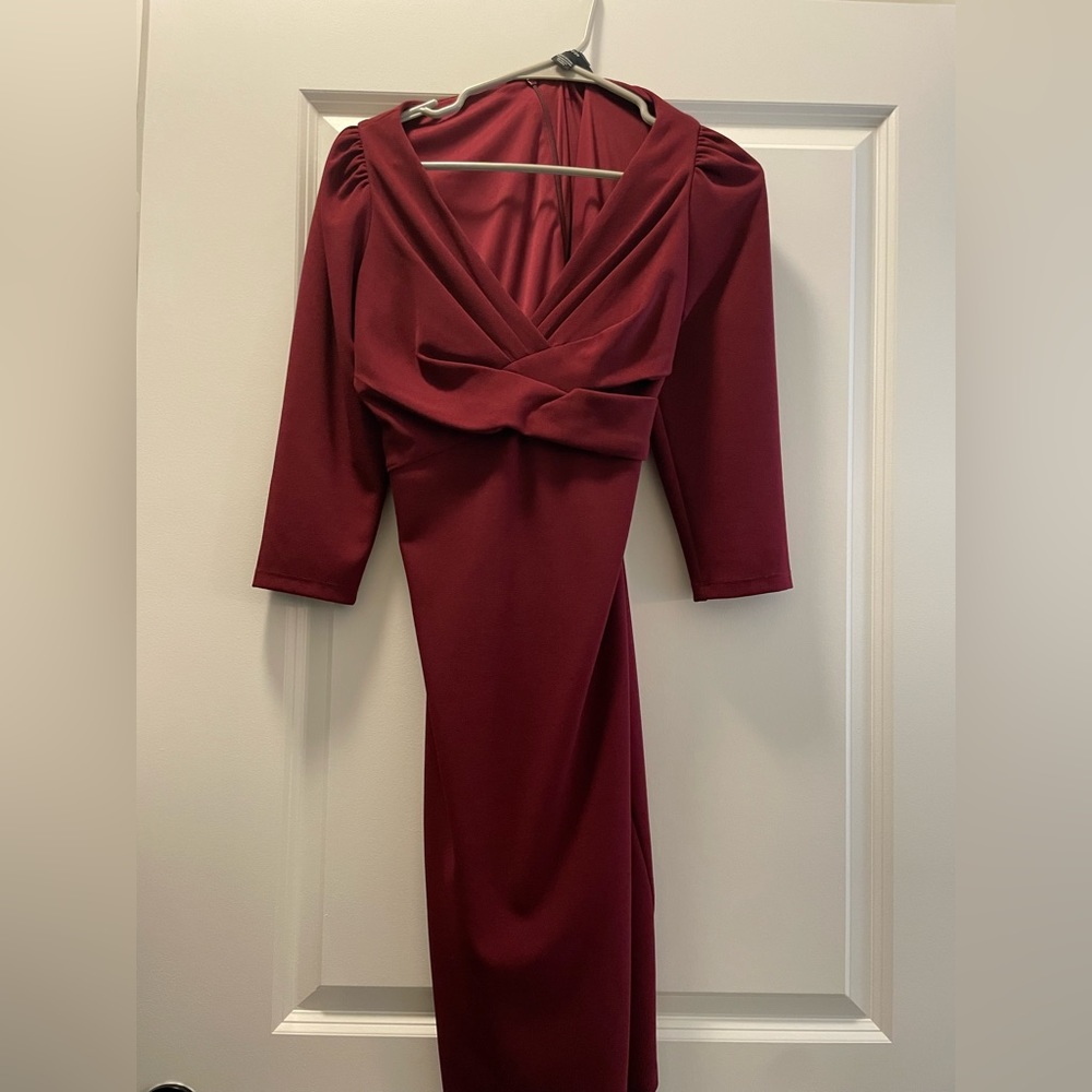Burgundy midi 3/4 sleeve dress